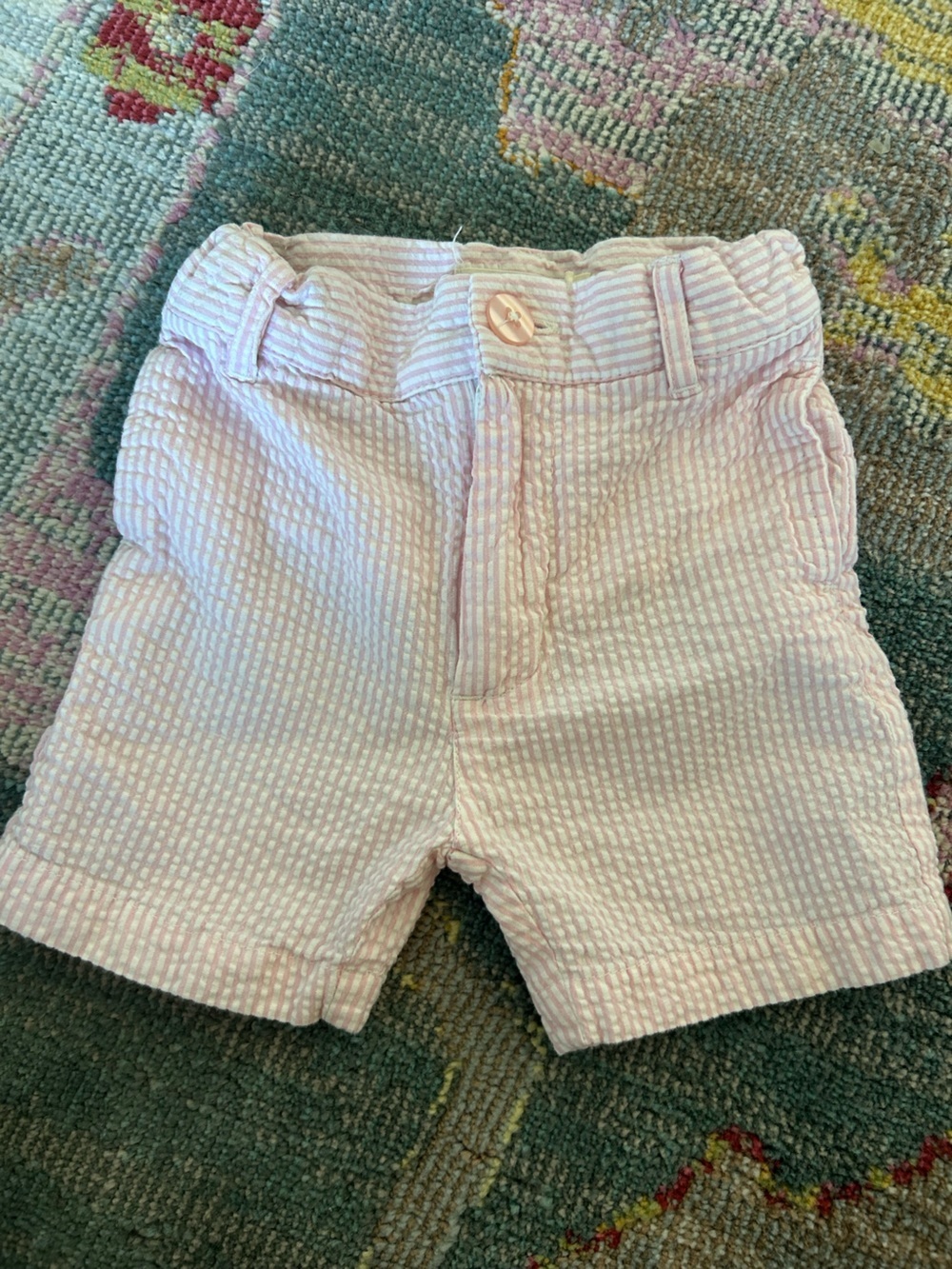 Pink Seersucker Baby Shorts